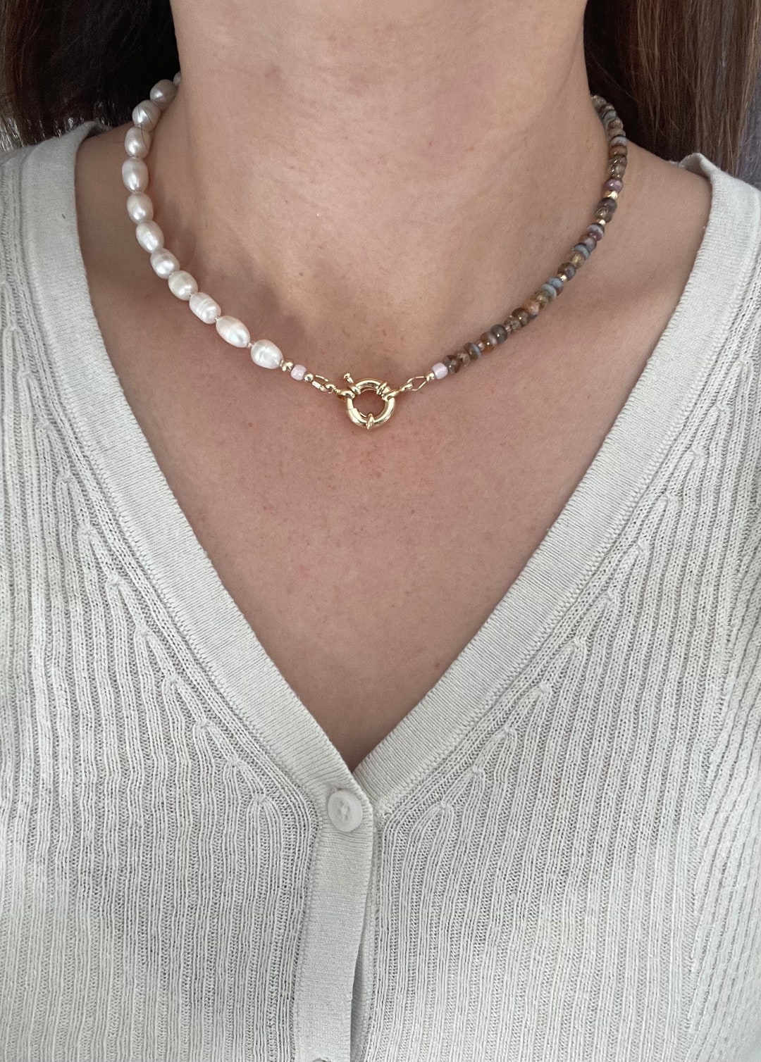 Glass Pearl Beads Necklace or Wrap Bracelet