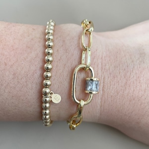 Gold bracelet with Carabiner Lock Charm| Carabiner charm | carabiner does not open