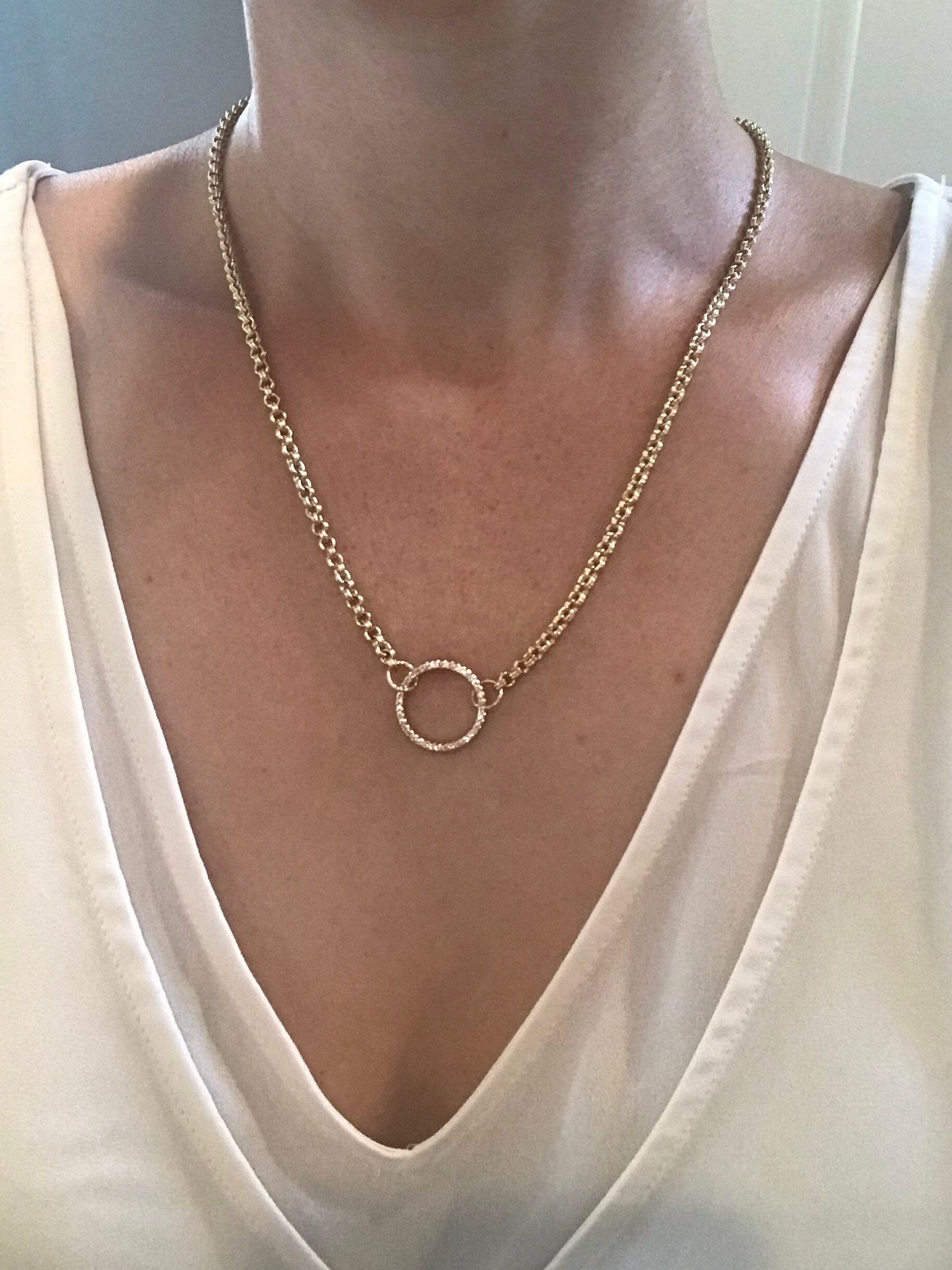 Circle charm necklace Etsy