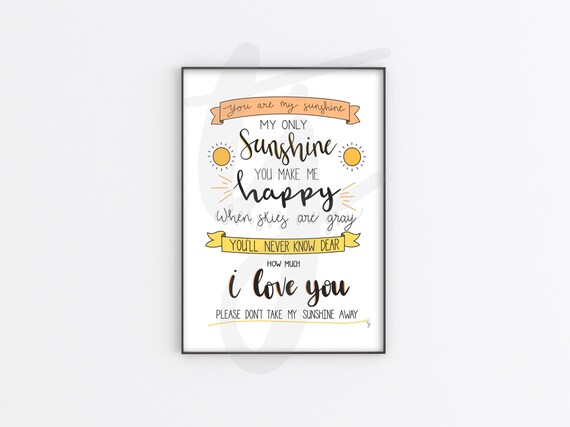 You Are My Sunshine Printable Instant Digital Download | Etsy