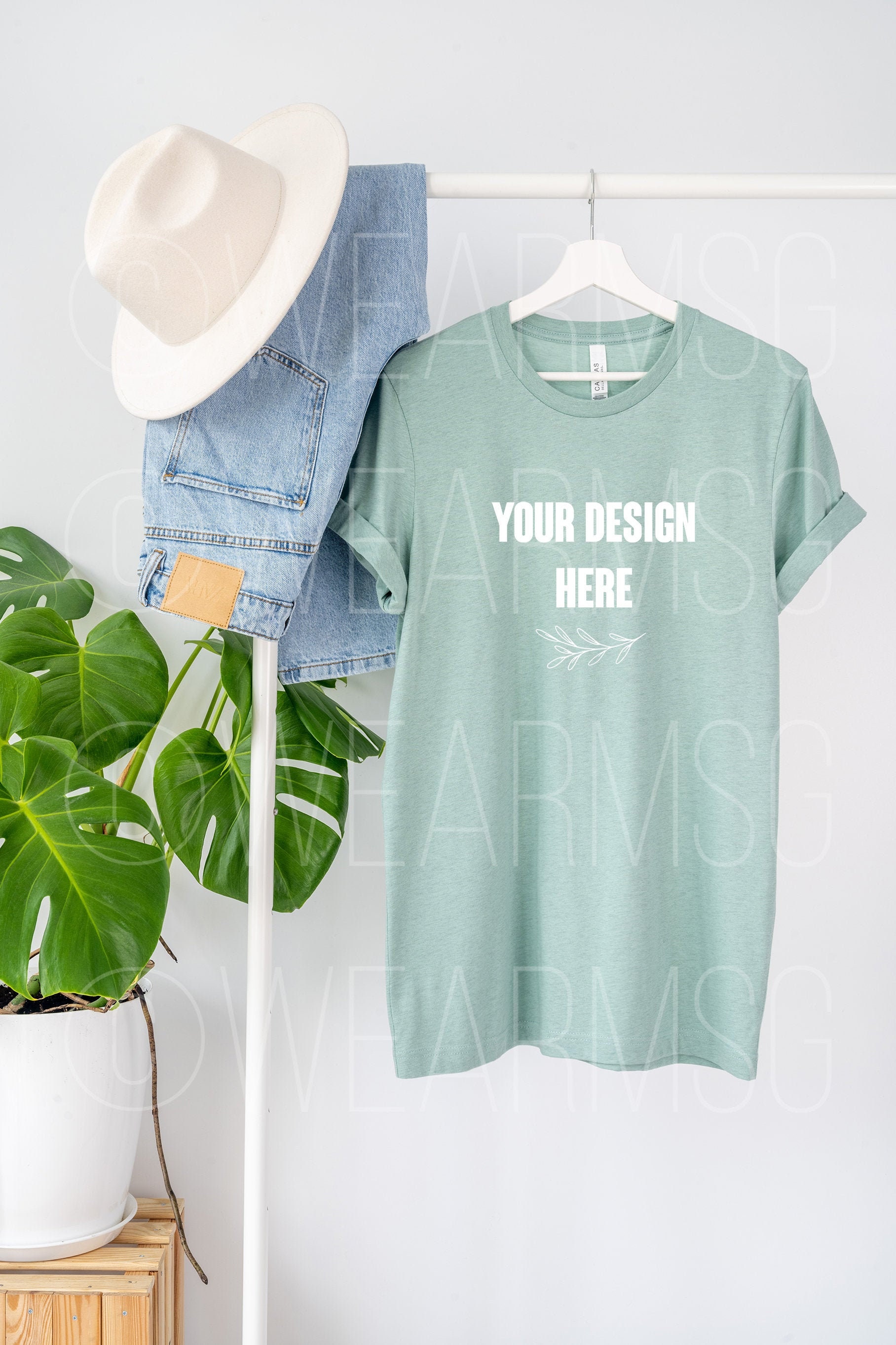 Heather Prism Dusty Blue Tshirt Mockup Bella Canvas 3001 Etsy Ireland