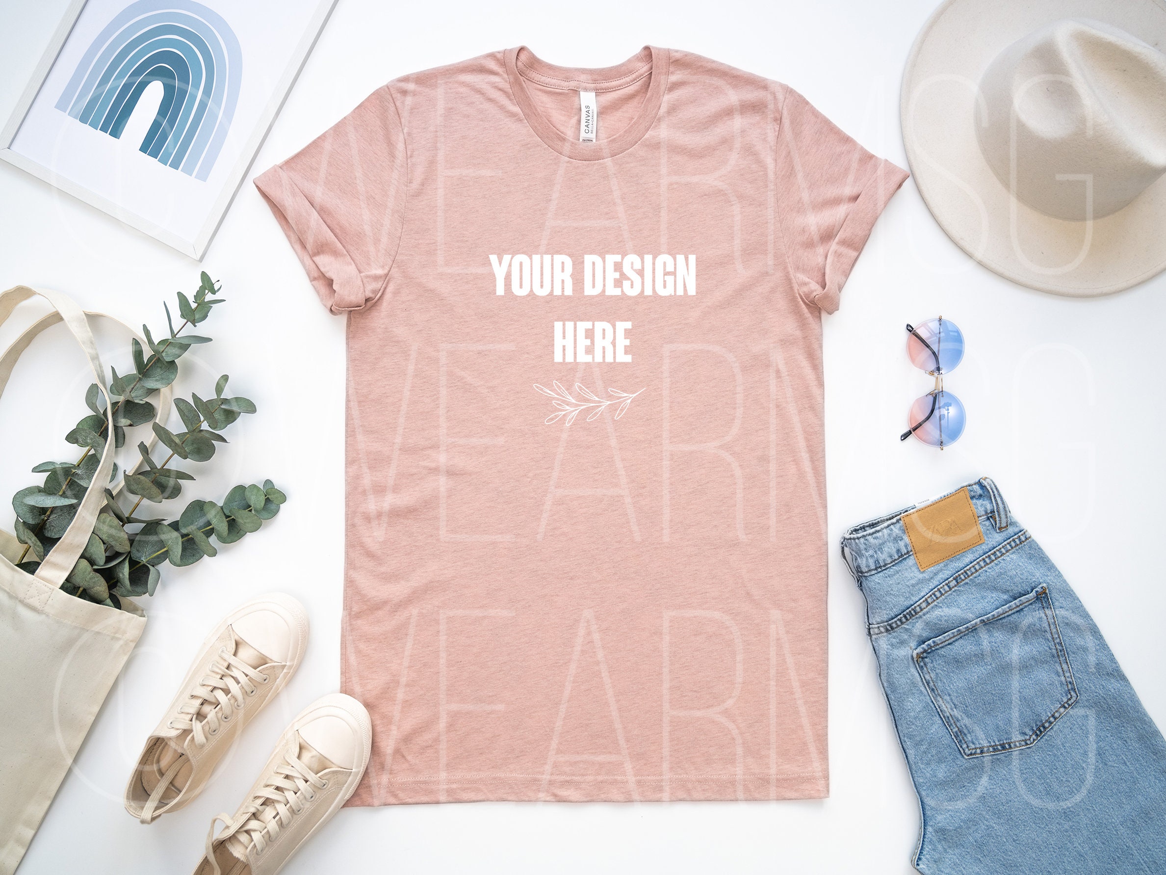 T-shirt Mockup Heather Prism Peach Tshirt Mock up Peach - Etsy