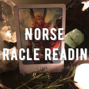 Peut inclure: Une carte de lecture de l'oracle nordique avec une repr&eacute;sentation de Thor, le dieu du tonnerre, tenant un marteau. La carte est num&eacute;rot&eacute;e 41 et porte le texte "NORSE ORACLE READING".
