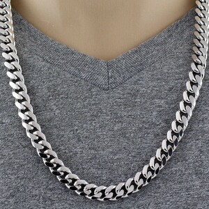 4-10MM Miami Cuban Solid 925 Sterling Silver Heavy Chain High Polish Necklace Italy Thick Hip Hop Gold Non Tarnish Waterproof Curb