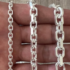 8mm 925 Sterling Silver Men Diamond Cut Rolo Hermes Link Chain