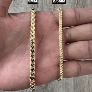 Franco 14K Gold Vermeil Over Solid  925 Sterling Silver Chain Necklace Bracelet Diamond Cut High Polish Men Woman Unisex 2.5mm 5mm Italian