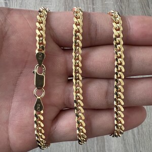 5mm Miami Cuban 14K Gold Vermeil Over Solid 925 Sterling Silver Chain Real Heavy Bracelet Necklace Men's Women's Unisex Minimalist Italian