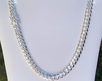 8mm Miami Cuban Solid 925 Sterling Silver Tight Link Curb Chain Necklace High Polish Non Tarnish Jewelry Bracelet 6mm 9mm 10mm