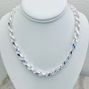 Buy 8mm SOLID 925 Rope Sterling Silver Chain Diamond Cut Heavy 18
