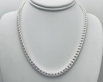 5mm 925 Franco SOLID HEAVY Real Necklace Chain Sterling Silver in 18" 20" 22" 24" 30" Made in Italy Italian Stamped cuban miami curb figaro