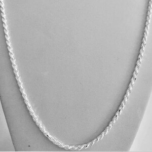 Cadena de cuerda de plata para hombres, plata de ley SOLID 925 Italia,  cadena de cuerda de 1,2 mm a 5,6 mm de espesor, collar de plata, joyería  para hombres, regalo de