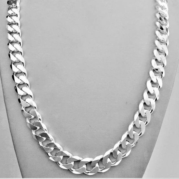 14MM 925 Solid Sterling Sliver Cubaanse armband of ketting zilveren dikke zware beteugelen ketting heren ketting choker 8" 9" 18" 20" 24"