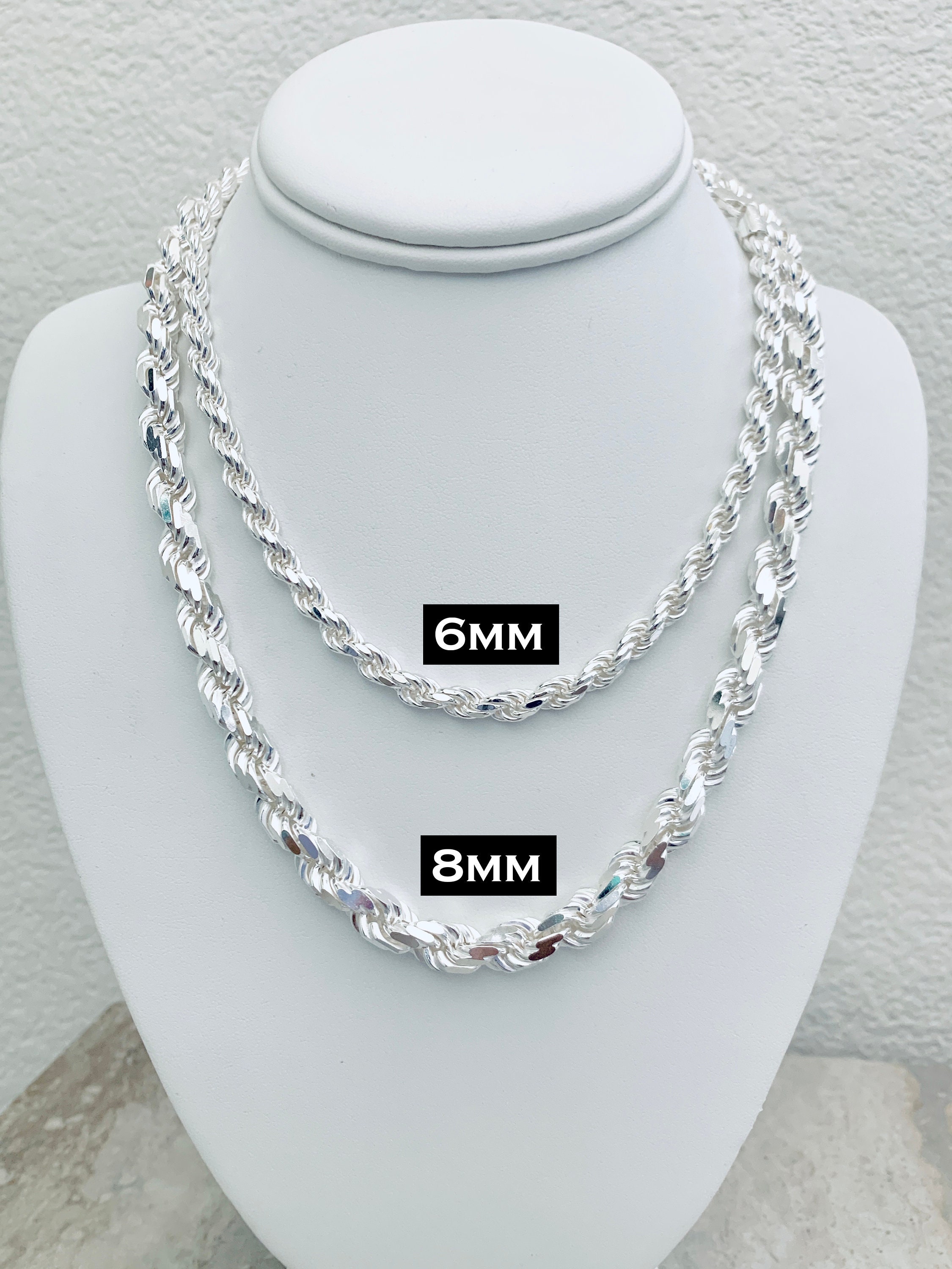 Men's Rope Chain Real Solid 925 Sterling Silver Necklace 6mm  18"-30" ITALY MADE