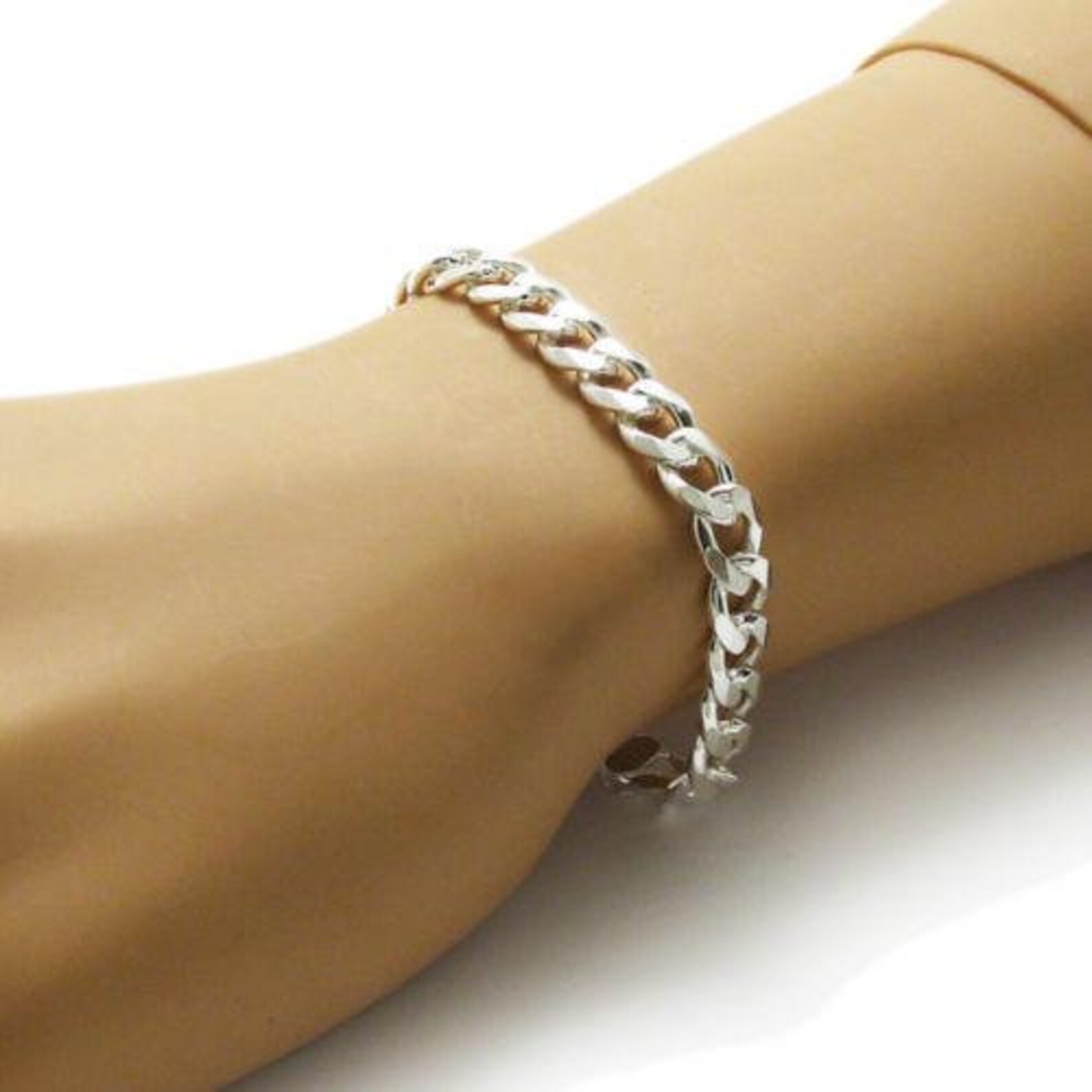 Awesome Sterling Silver Cuban Link Chain Bracelet in 8mm Etsy