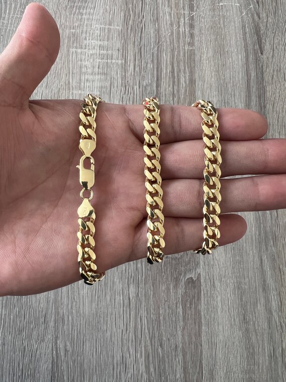 8mm Miami Cuban 14K Gold Vermeil Over Solid 925 Sterling Silver