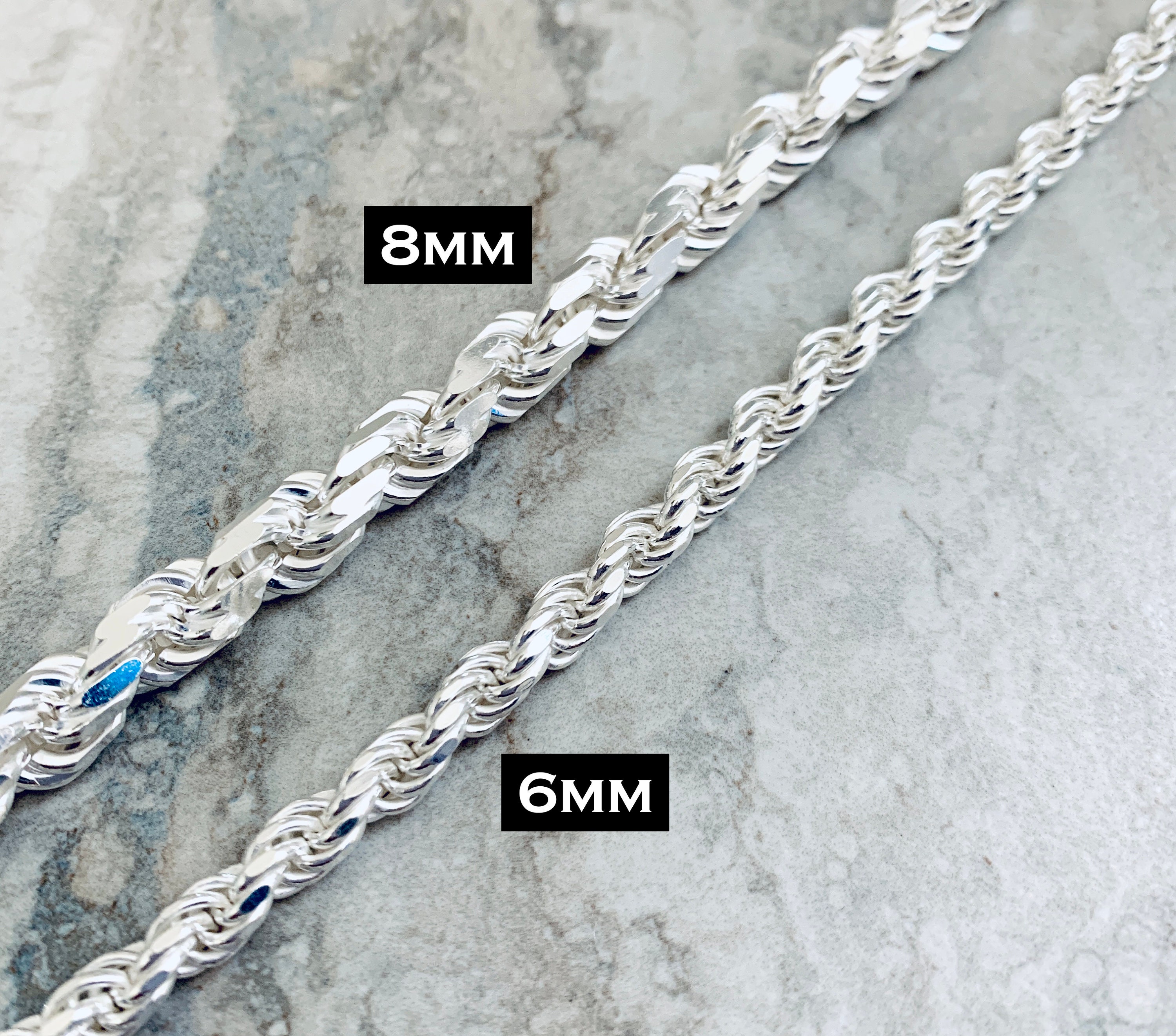 8mm 925 Mariner Sterling Silver Solid Chain Necklace Diamond Cut High –  Daniel Jeweler
