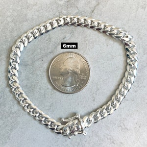 SOLID 925 Miami Cuban Bracelet Sterling Silver Link Chain Lock Box in 4mm 5mm 6mm 8mm 10mm 7.5 8 High Polish Durable Heavy Non tarnish image 4