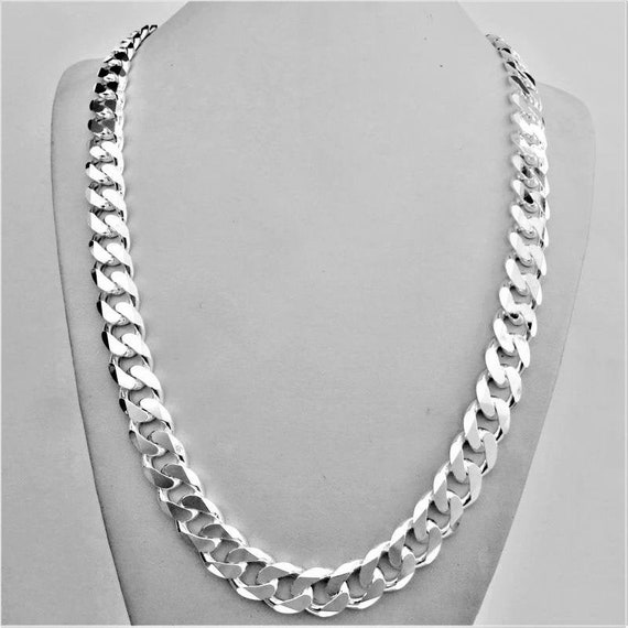 Sterling Silver Necklace Chain For Mens Boys - Miami Link Cuban