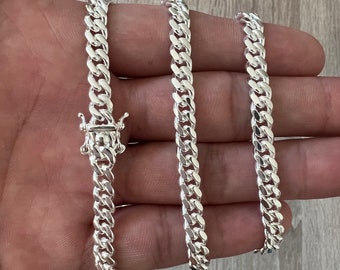 Sterling silver cuban link sale chain box clasp