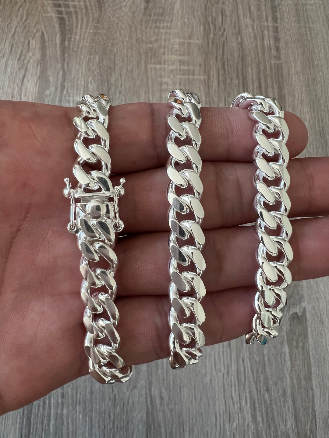 8mm 925 Solid Miami Cuban Sterling Silver Box Lock Chain Real Etsy