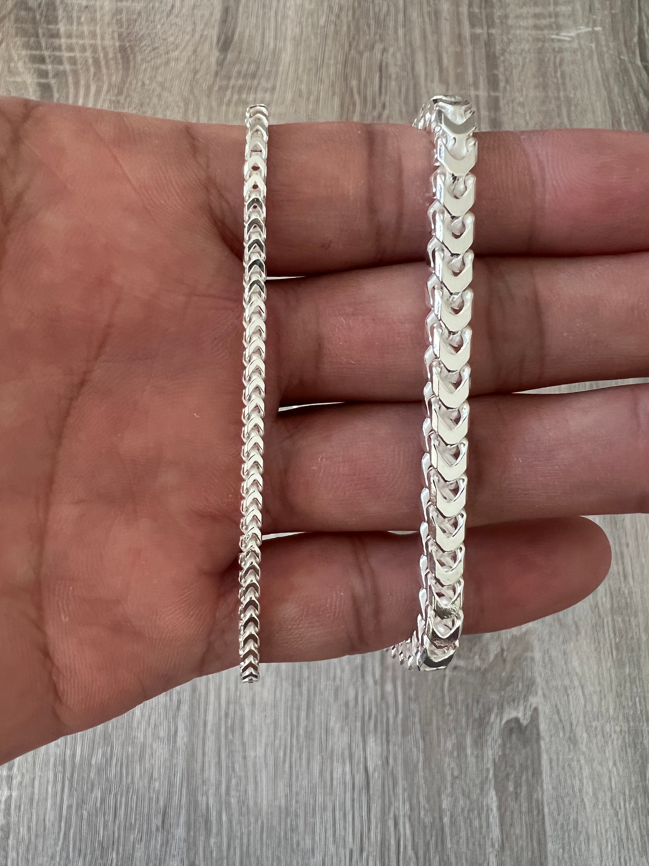 5mm 925 Franco Sterling Silver Solid Chain Bracelet Necklace Diamond Cut  High Heavy Polish for Men and Woman Unisex in 2.5mm 5mm Italian - Etsy