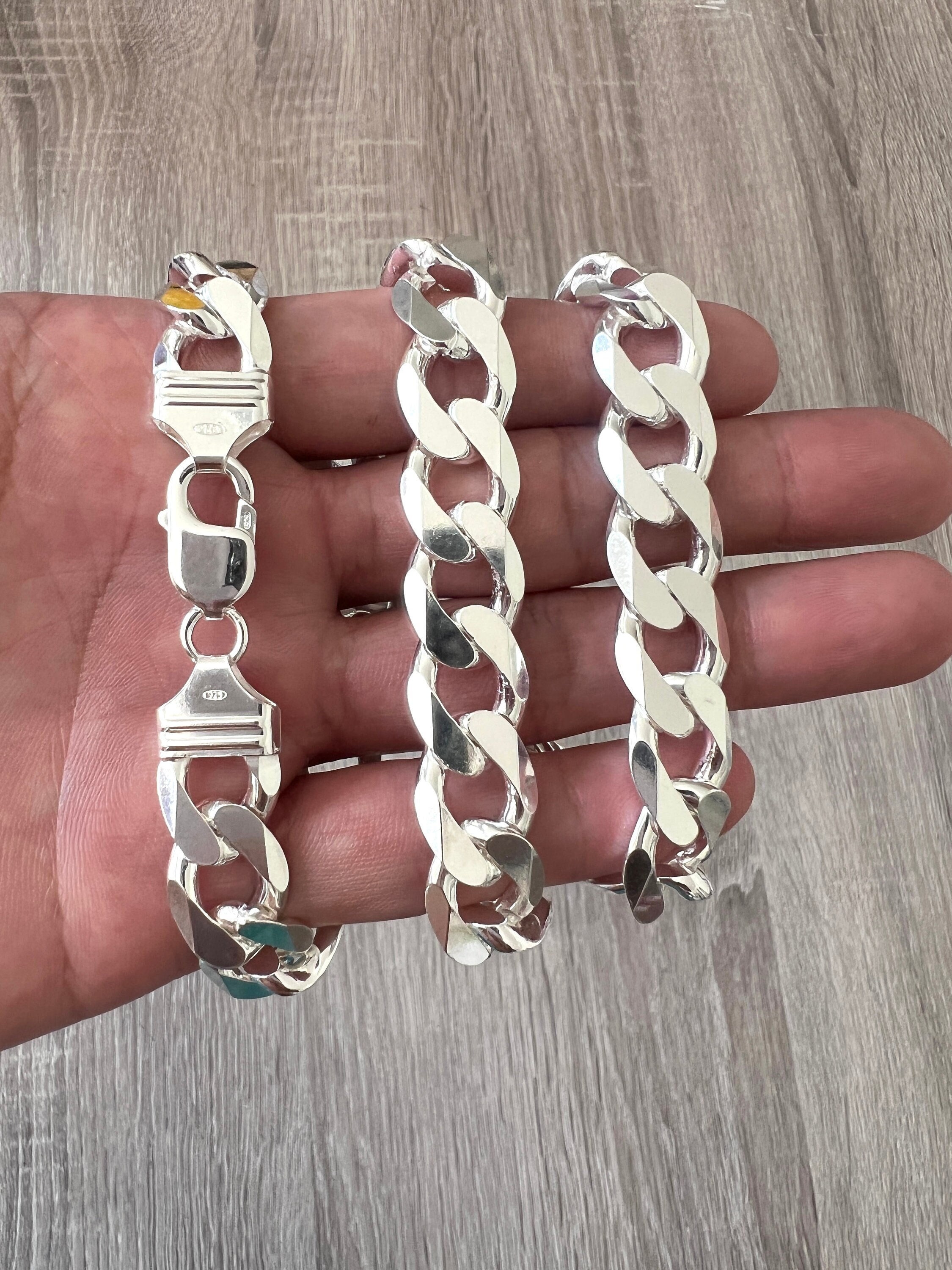 4mm 925 Solid Cuban Curb Chain Sterling Silver Real Men Women Unisex Link  Bracelet in 7 8 16 18 20 22 24 26 30 Non Tarnish Italian