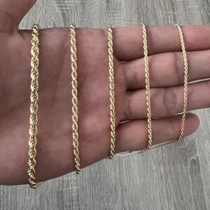 1.5mm 4mm Rope 14K Gold Vermeil Over Solid 925 Sterling Silver Chain Necklace Diamond Cut Men Women 1.5mm 2mm 2.5mm 3mm 4mm image 2