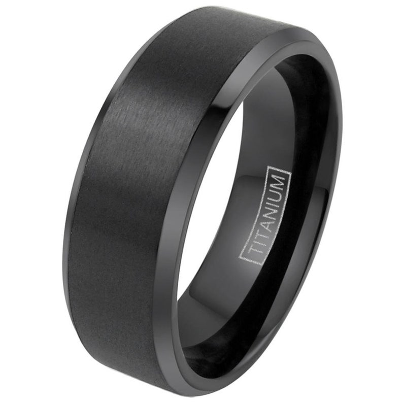 CUSTOM Classic Black Ion Plated Titanium Ring Satin Finish - Etsy