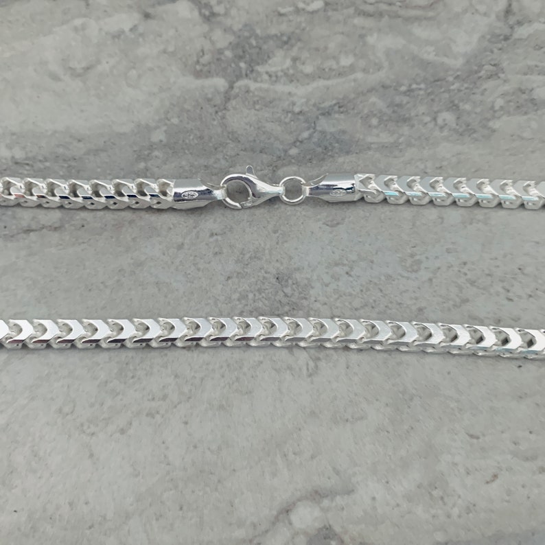 5mm 925 Franco SOLID HEAVY Real Necklace Chain Sterling Silver in 18 20 22 24 30 Made in Italy Italian Stamped cuban miami curb figaro image 3