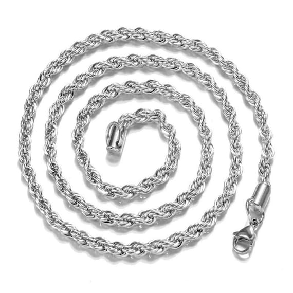 4mm 925 Silver Rope Chain Necklace Sterling Silver 16 18 20 22 24 26 28 30  Inch Italian Unisex Men Women Woman Man -  Canada