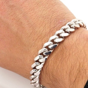 925 Solid Miami Cuban Sterling Silver Link Chain Bracelet in 5mm 15mm width. Available in 7, 8, and 9 Inch Lengths Handcrafted 925 Link image 5