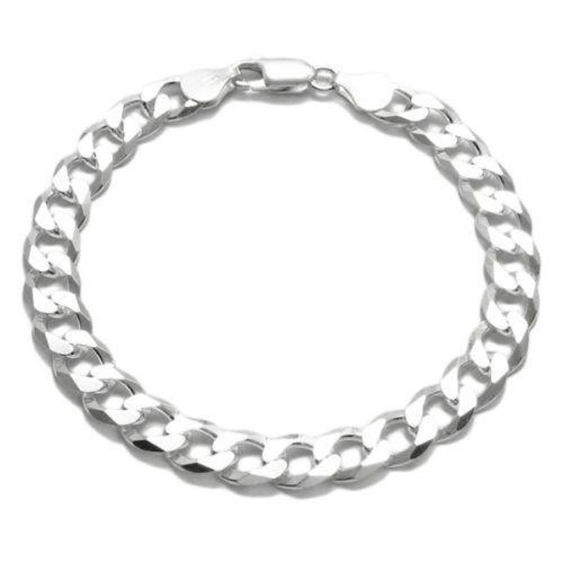 Elegant Sterling Silver FLAT Cuban Link Chain Bracelet in 8mm Gauge 200 width Available in 8 and 9 Lengths Handcrafted 925 Link