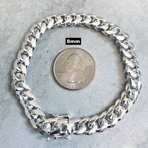 SOLID 925 Miami Cuban Bracelet Sterling Silver Link Chain Lock Box in 4mm 5mm 6mm 8mm 10mm 7.5 8 High Polish Durable Heavy Non tarnish image 3