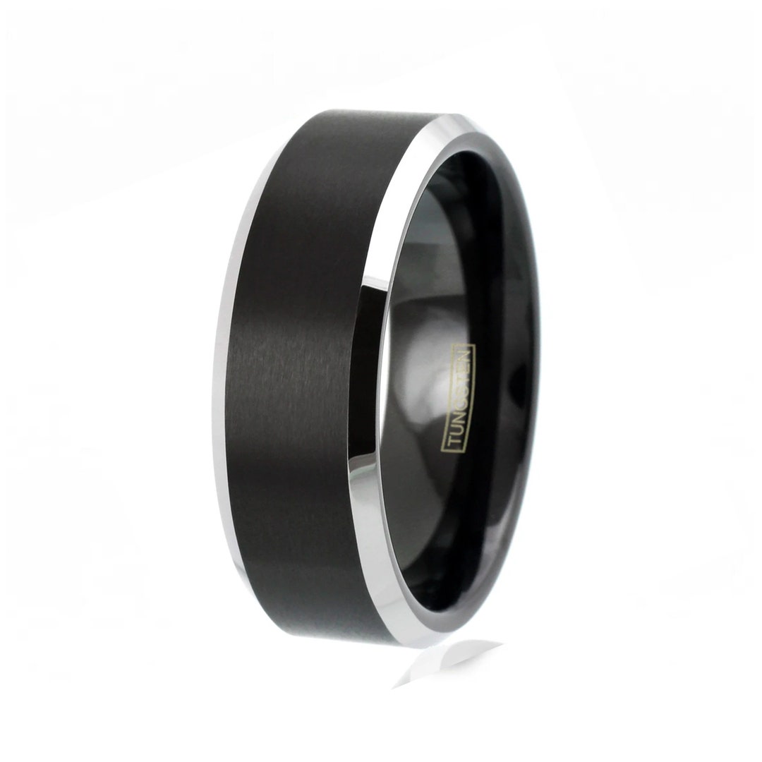 Bague Homme Carbure Tungstène Homxi - Bague Noire Personnalisable 4/6/8mm