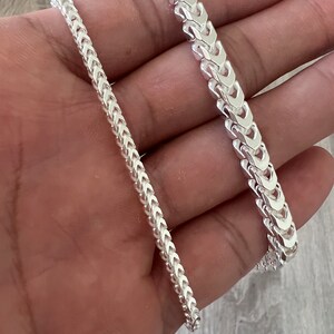 925 Franco Sterling Silver Solid Chain Necklace Bracelet Diamond Cut High Polish for Men and Woman Unisex in 2.5mm 3mm 4mm 5mm Italian image 2