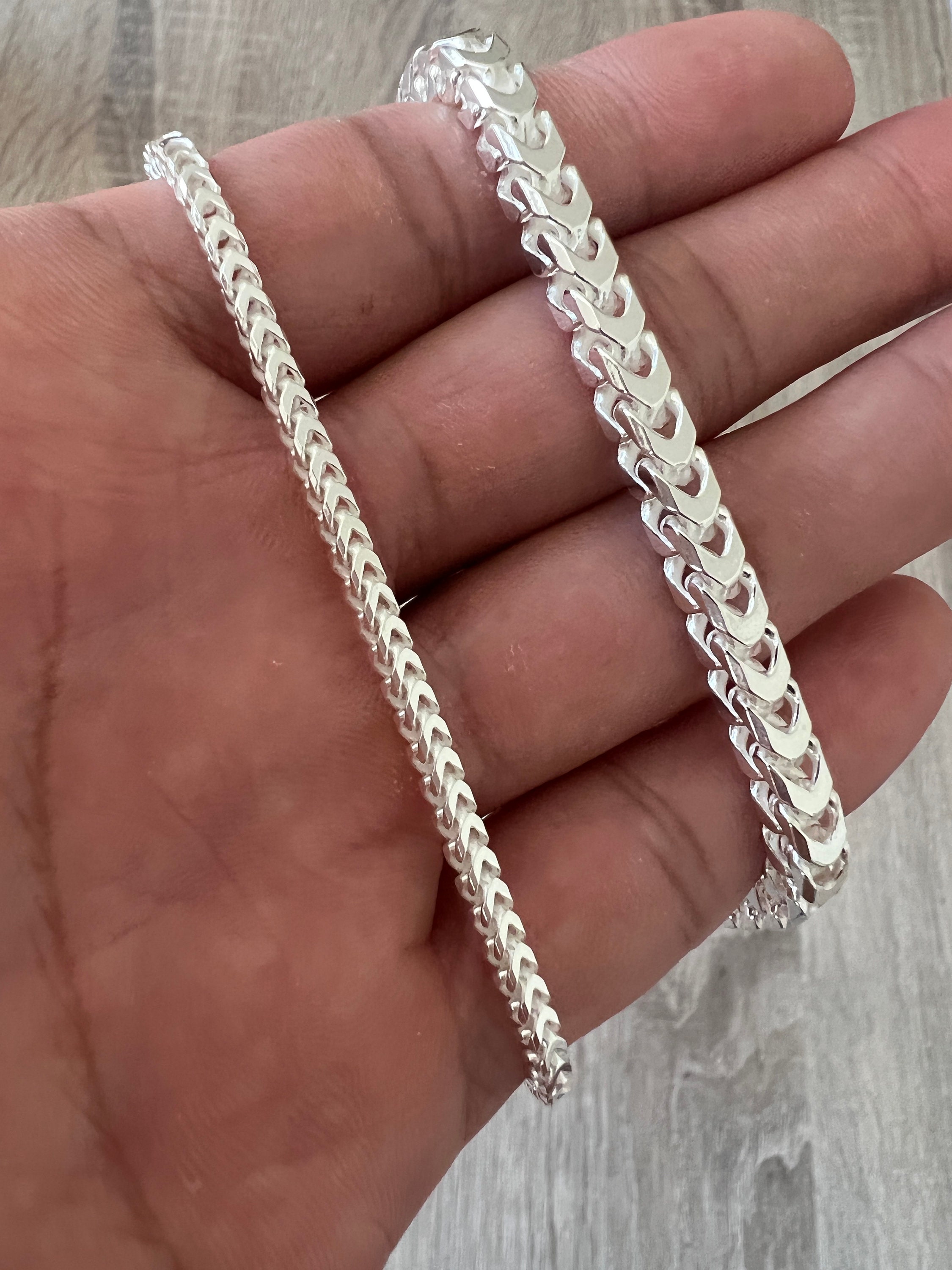 5mm 925 Franco Sterling Silver Solid Chain Bracelet Necklace Diamond Cut  High Heavy Polish for Men and Woman Unisex in 2.5mm 5mm Italian - Etsy