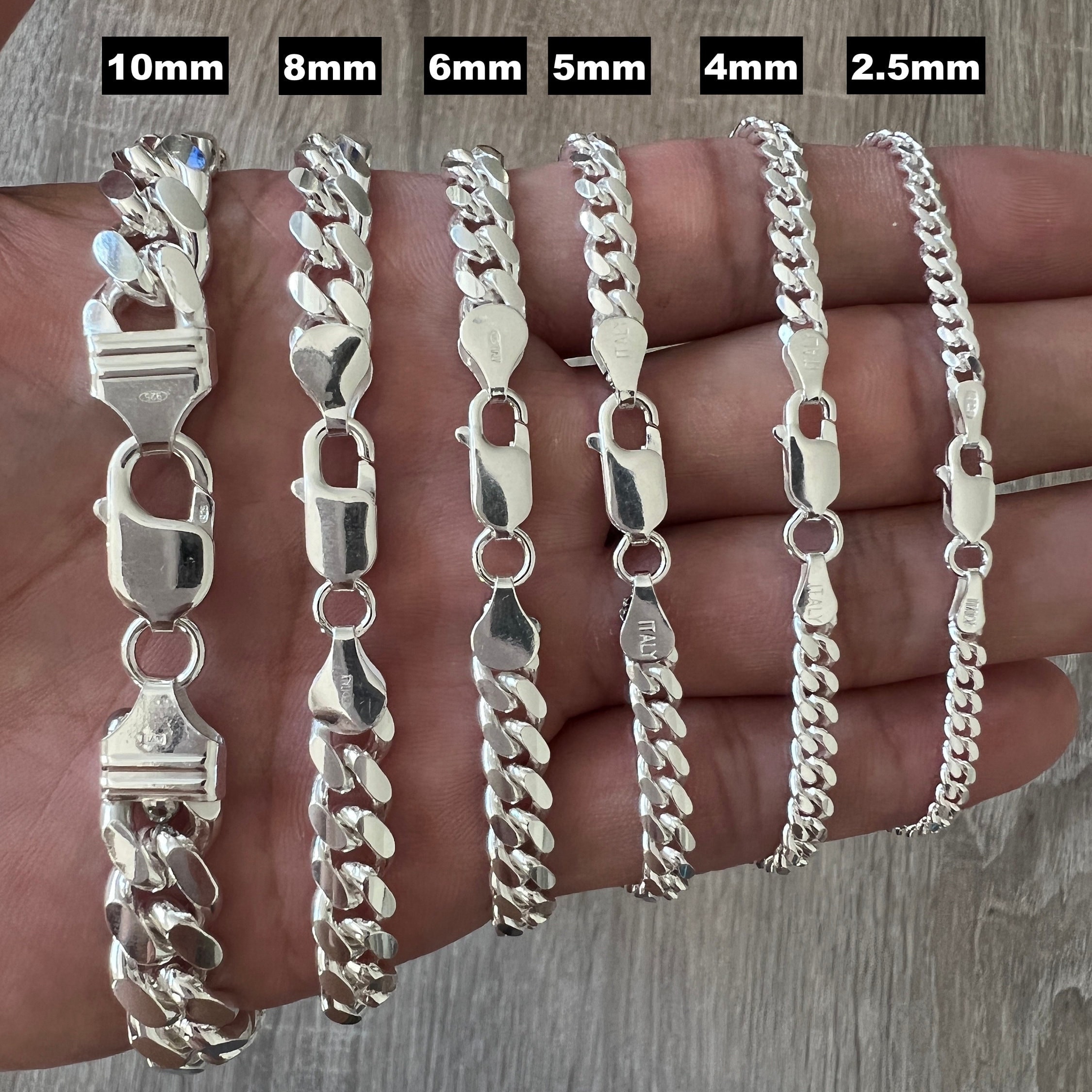 925 Rope Sterling Silver Solid Chain Necklace Diamond Cut High Polish for  Men and Woman Unisex in 1.5mm 2mm 2.5mm 3mm 4mm 5mm 6mm 8mm