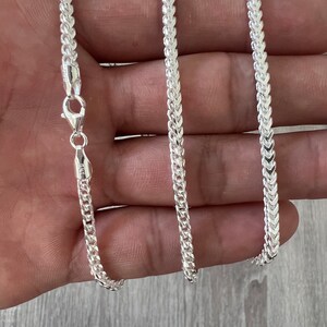 925 Franco Sterling Silver Solid Chain Necklace Bracelet Diamond Cut High Polish for Men and Woman Unisex in 2.5mm 3mm 4mm 5mm Italian image 4