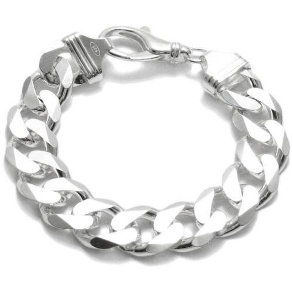 Dark Silver Cuban Link Bracelet For Men in Sterling Silver by oNecklace