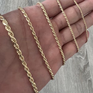 1.5mm 4mm Rope 14K Gold Vermeil Over Solid 925 Sterling Silver Chain Necklace Diamond Cut Men Women 1.5mm 2mm 2.5mm 3mm 4mm image 3