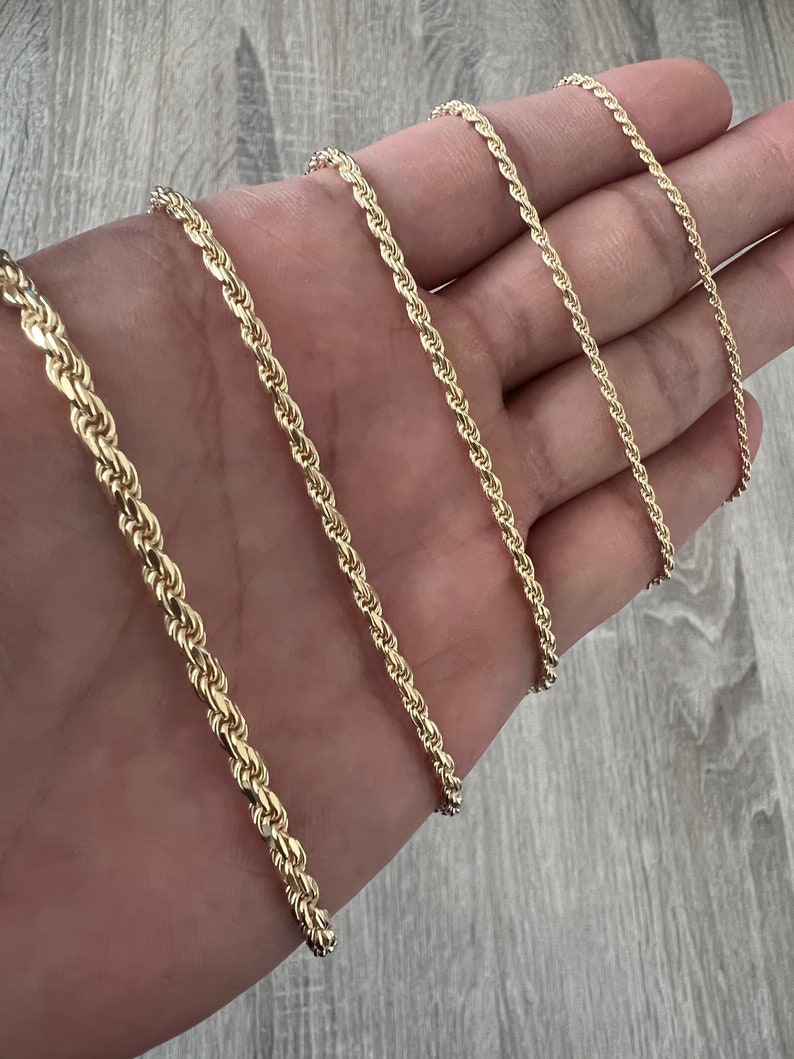 1.5mm 4mm Rope 14K Gold Vermeil Over Solid 925 Sterling Silver Chain Necklace Diamond Cut Men Women 1.5mm 2mm 2.5mm 3mm 4mm image 3