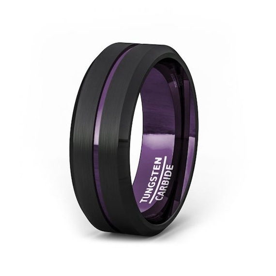 Buy Deep Purple Black Tungsten Ring Purple Stripe Inner Band