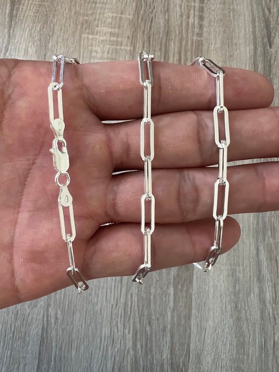 Women's 7MM Large Width Solid 925 Sterling Silver PAPER CLIP Rolo Cable Chain  Necklace 1424 Lengths OR 7, 7.5, 8 Bracelet - Etsy