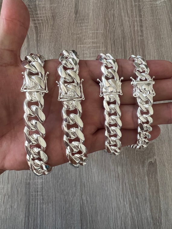 10mm Mens 18K Gold Plated Sterling Silver Heavy Cuban Chain Link Bracelet 9 inch