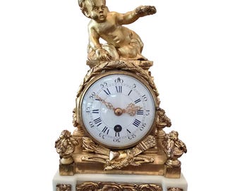 Antique French Cherub Putti Bronze Clock
