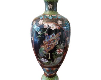 中国アンティーク真鍮七宝孔雀模様花瓶 - Etsy 日本