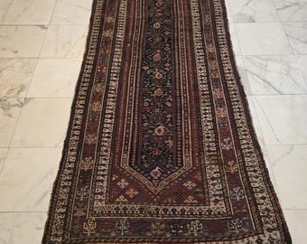 Antique handmade rug runner Caucasian nomadic style