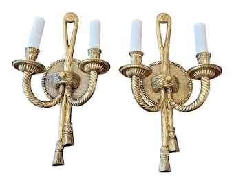 Vintage Hollywood Regency Gilt Sconces - a Pair
