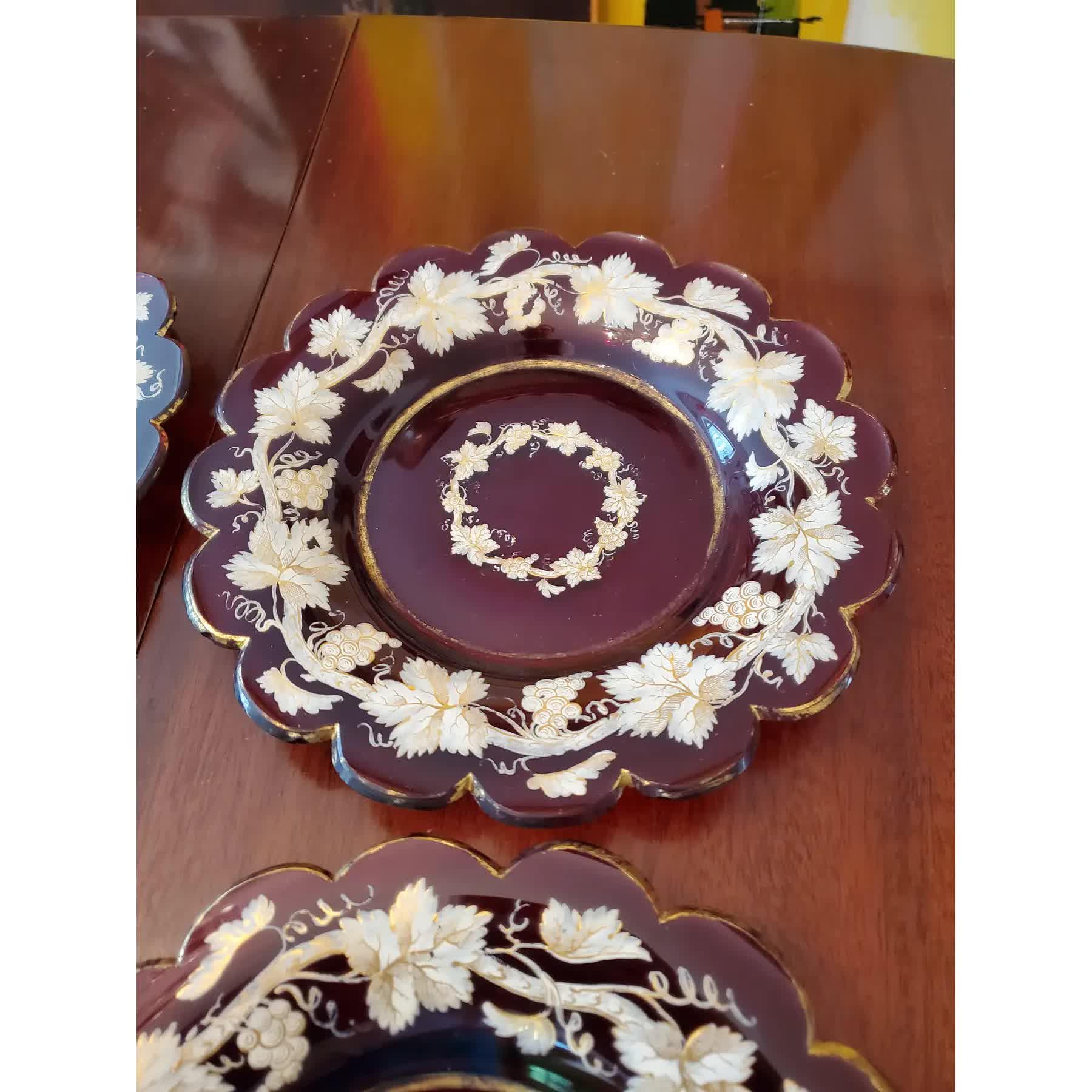 Ruby Plate Antique Bohemian Glass Moser Ruby Plates- Set of 5 - Etsy