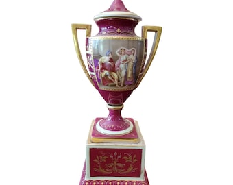 Antique Gold Jeweled Royal Vienna Porcelain Urn Allegorical